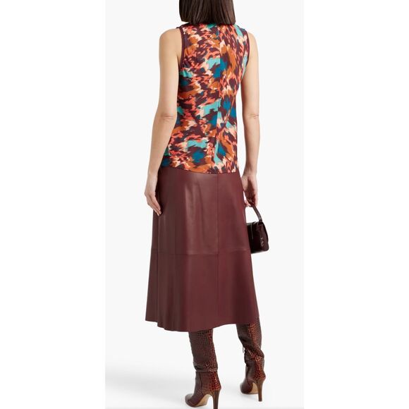 ULLA JOHNSON Cleo printed crepe top in Orange NWT Size 4 - Picture 3 of 8